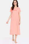 Zivame Peeking Barks Knit Cotton Mid Length Nightdress - Peach Nector — thumbnail 2